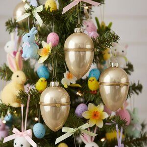 4 Inch Glass Faberge Egg Spring Easter Ornaments Home Decoration 3 Count